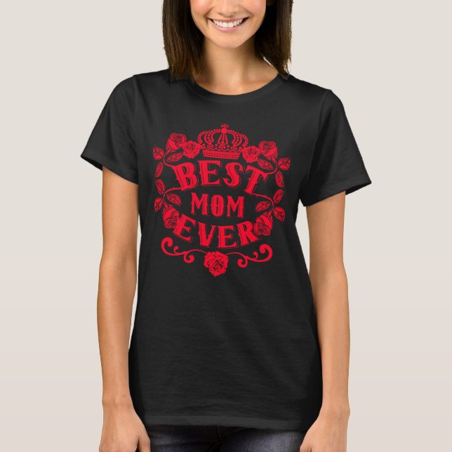 T-shirt Meilleure Maman Jour des Mères Fête Rouge Floral (Devant)