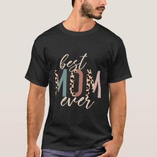 T-shirt Meilleure Maman Jour Empreinte de léopard Fête Des