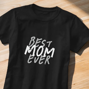 T-shirt Meilleure Maman Moderne Grunge Blanc et Gris