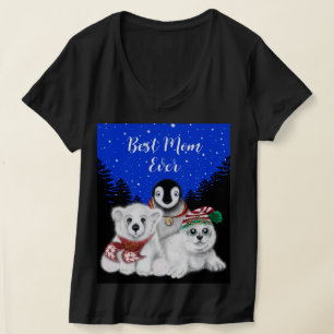 T-shirt Meilleure maman Ours polaire, Penguin, petit phoqu