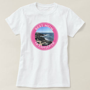 T-shirt Meilleure maman Photo de Atlantic Ocean Pink Sea L