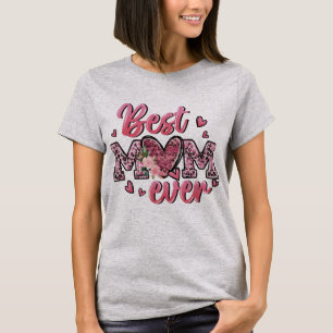 T-shirt Meilleure maman toujours Empreinte de léopard Flor