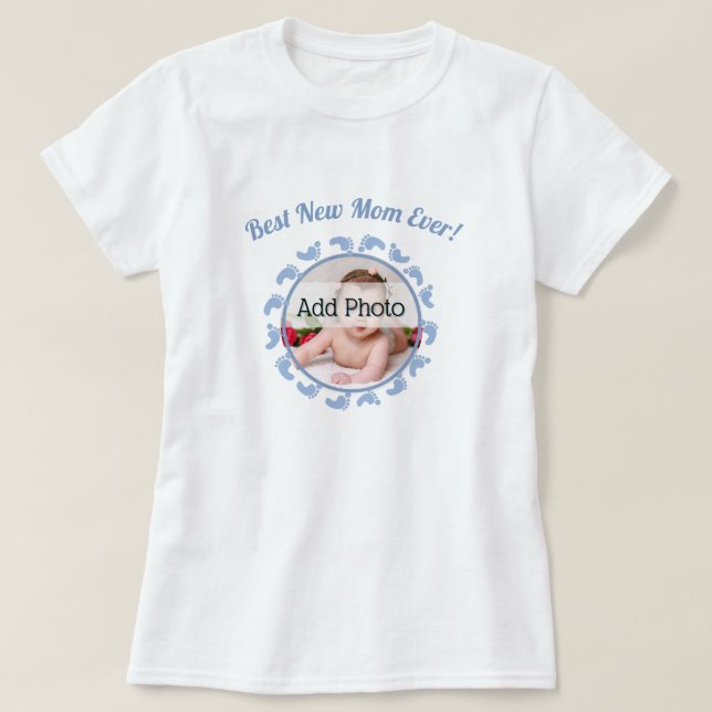 T-shirt Meilleure nouvelle maman/mère famille Photo bébé g (Design devant)