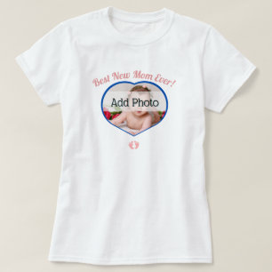 T-shirt Meilleure nouvelle mère bébé photo bébé fille coeu
