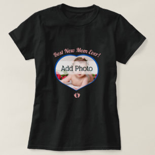 T-shirt Meilleure nouvelle mère bébé photo bébé fille coeu