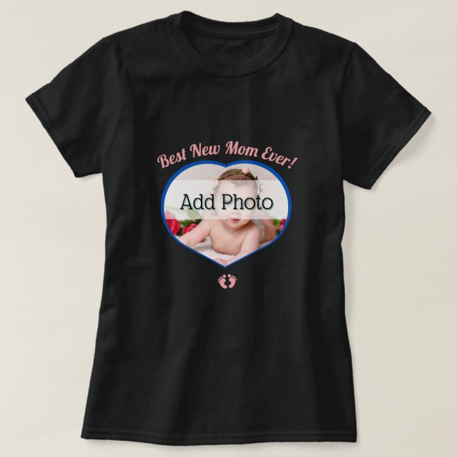 T-shirt Meilleure nouvelle mère bébé photo bébé fille coeu (Design devant)