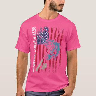 T-shirt Meilleure pêche Grand-père Américain Drapeau Pêche
