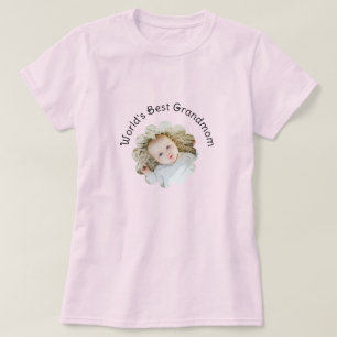 T-shirt Meilleure photo grand-mère du monde en Flower Cust