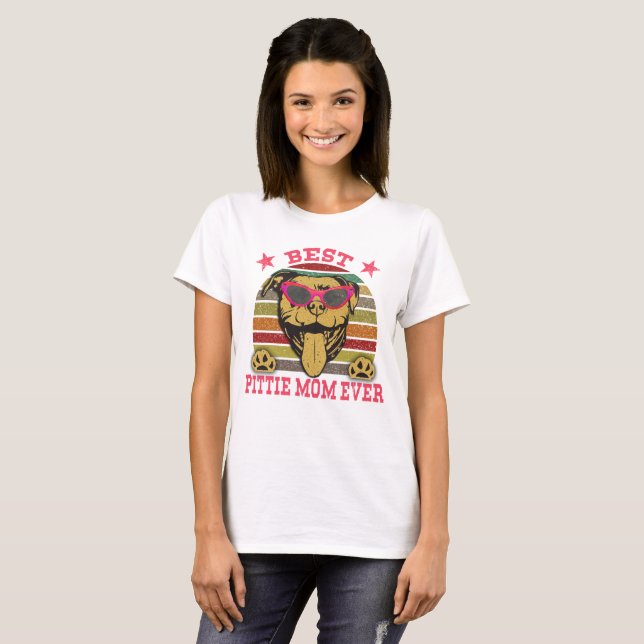 T-shirt Meilleure Pittie Maman Jamais Pitbull Aimants (Devant entier)