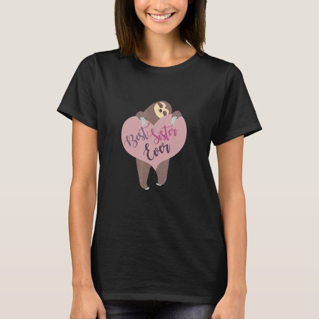 T-shirt Meilleure Soeur Jamais, Fente Avec Tee De Coeur (Devant)