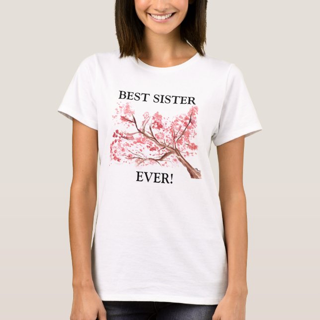 T-shirt Meilleure Soeur Jamais Rosée couleur d'aquarelle d (Devant)