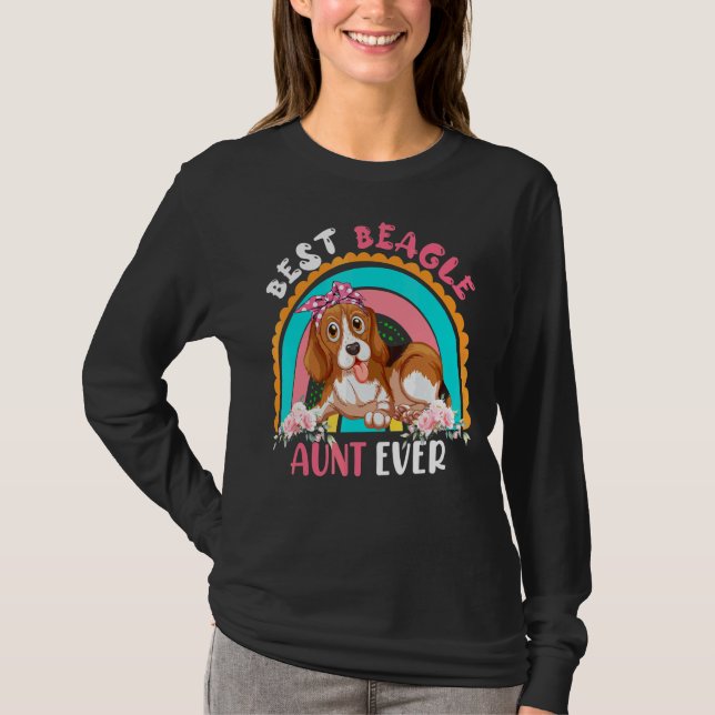 T-shirt Meilleure Tante Beagle Jamais mignonne Fleurs Arc  (Devant)