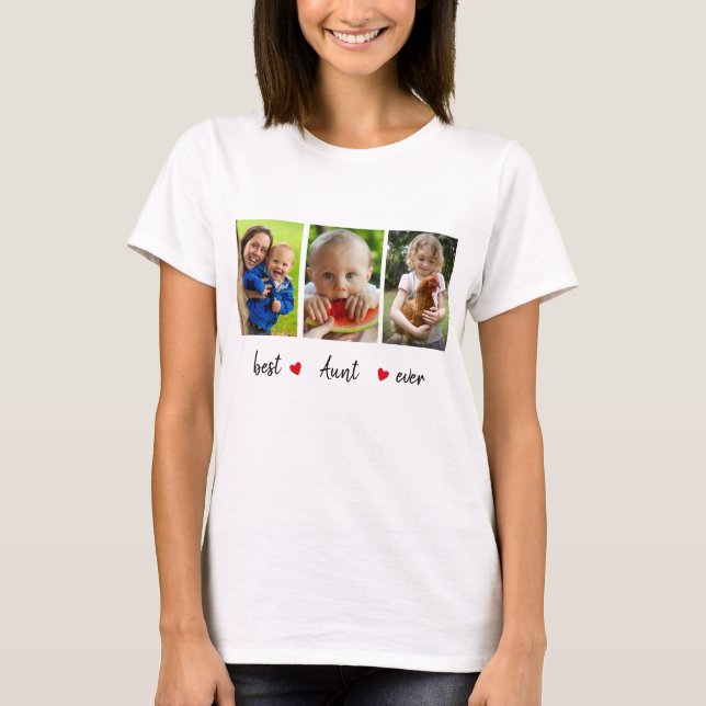 T-shirt Meilleure Tante Ever 3 Photo personnalisée (Devant)