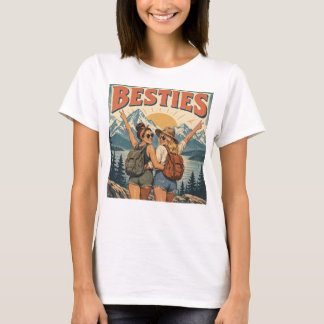 T-shirt Meilleures amies, deux femmes en randonnée