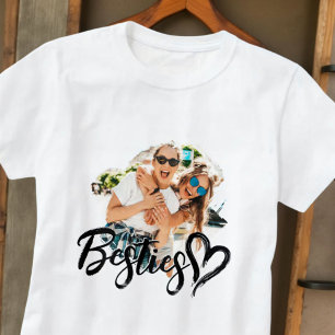 T-shirt Meilleures amies Grunge Simple Moderne Cœur Photo 
