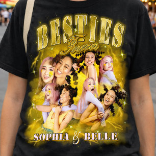 T-shirt Meilleures amies rétro noir jaune Y2K Bootleg asso