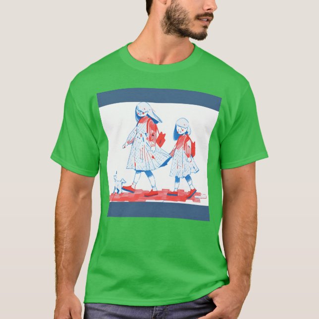 T-shirt Meilleurs amis avec chien rétro (Devant)