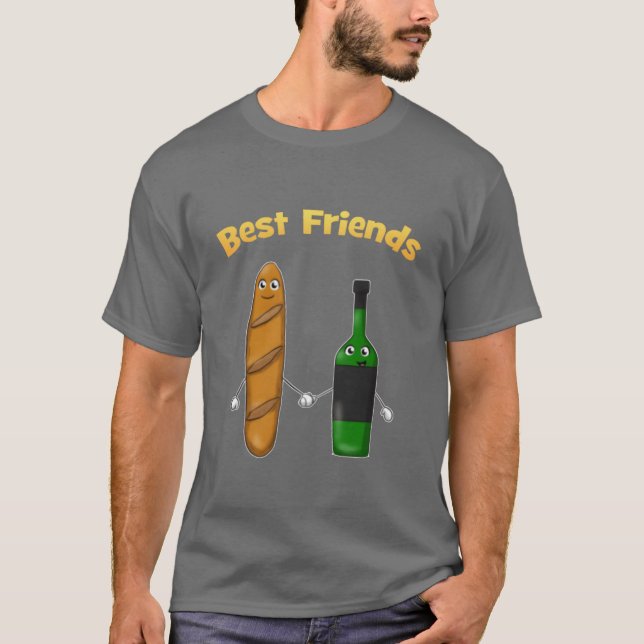 T-shirt Meilleurs amis Baguette Vin Meilleur Amis ami ami  (Devant)