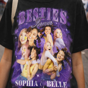 T-shirt Meilleurs amis rétro Y2K Bootleg violet BFF Rap T-