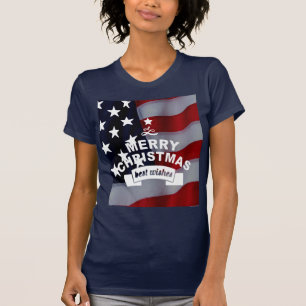T-shirt Meilleurs voeux Joyeux Noël États-Unis Drapeau Art