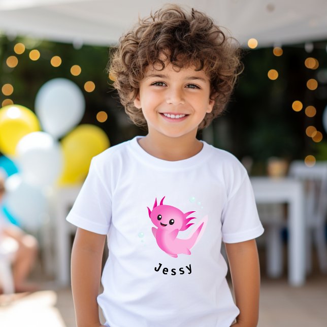 T-shirt Mélange bulle rose Axolotl avec nom (Créateur téléchargé)