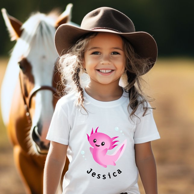 T-Shirt Mélange bulle rose Axolotl avec nom (Créateur téléchargé)