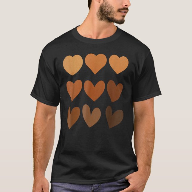 T-shirt Melanin Coeur Noir Histoire Fierté Valentines Jour (Devant)
