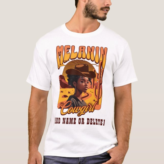T-shirt MELANIN COWGIRL Black Girl Western Cowboy (Devant)