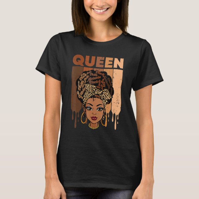 T-shirt Melanin Queen African American Strong Black Natura (Devant)