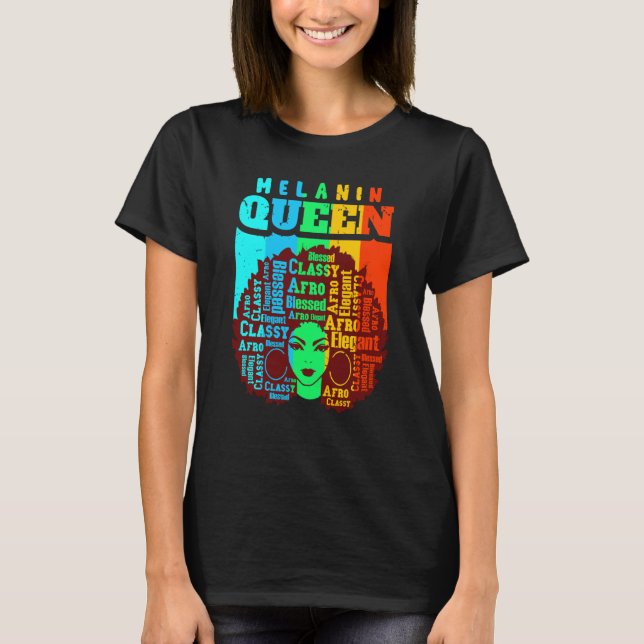 T-shirt Melanin Queen Cute Black Women Sista Sister Fun Be (Devant)