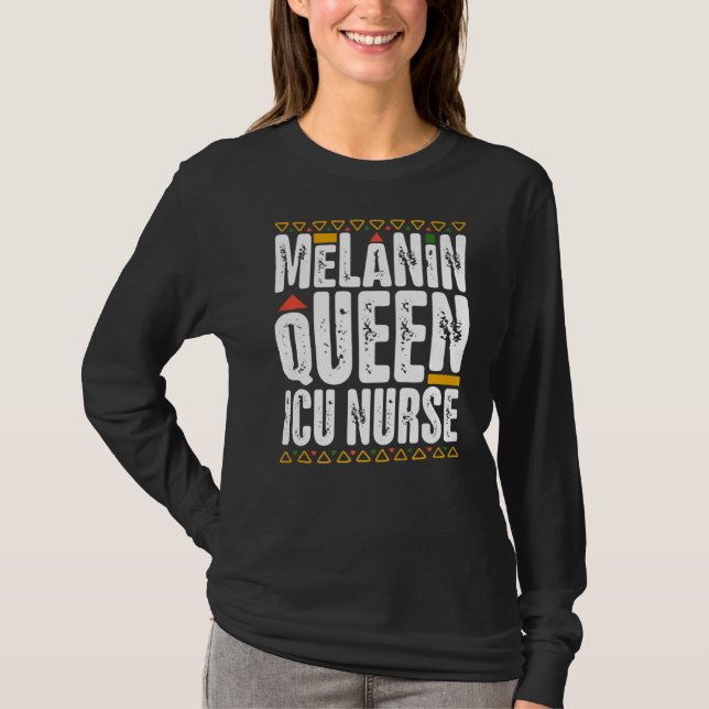 T-shirt Melanin Queen ICU Infirmière Noire Histoire Ca int (Devant)