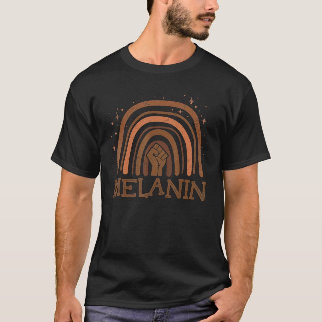 T-shirt Melanin Rainbow Poing Black History Mois BLM Pride (Devant)