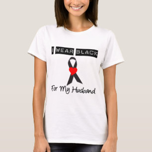 T-shirt Melanoma Je Porte Du Noir Pour Mon Mari