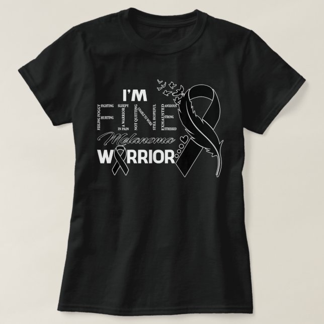 T-shirt Melanoma Warrior I'm Fine Feather Ribbon (Design devant)