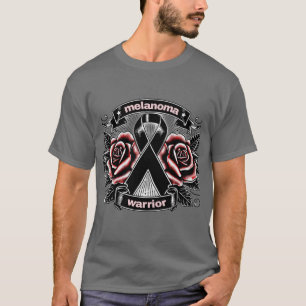T-shirt Melanoma Warrior - Rose de tatouage & Ribbon AwaT-