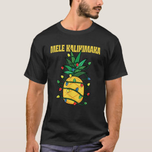 T-shirt Mele Kalikimaka Funny Hawaii Lumières de Noël Pine