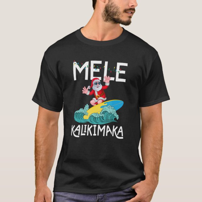 T-shirt Mele Kalikimaka Hawaii Christmas Hawaii Père Noël  (Devant)