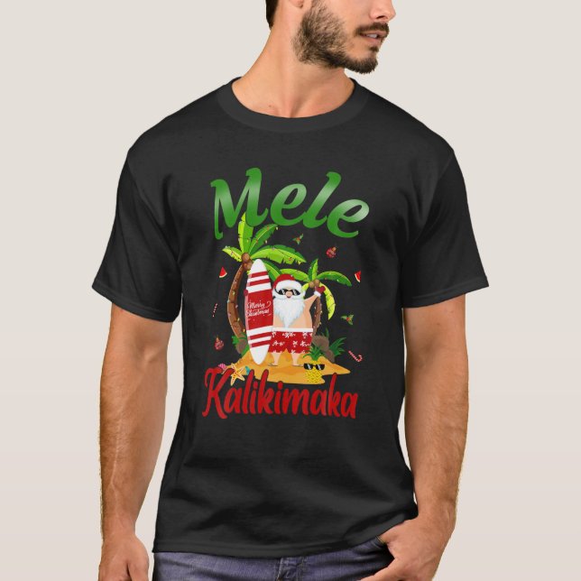 T-shirt Mele Kalikimaka Hawaiian Christmas Hawaii Surfing (Devant)