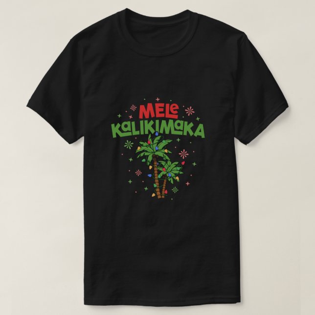 T-shirt Mele Kalikimaka Hawaiian Christmas Palm Tree Light (Design devant)