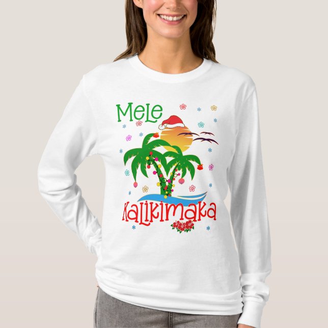T-shirt Mele Kalikimaka Hawaiian Joyeux Noël Aloha  (Devant)