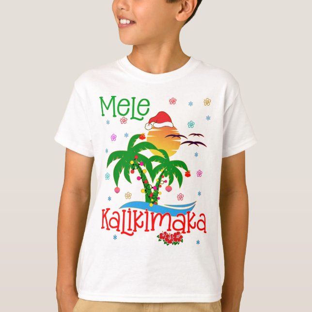T-shirt Mele Kalikimaka Hawaiian Joyeux Noël Aloha Mat (Devant)