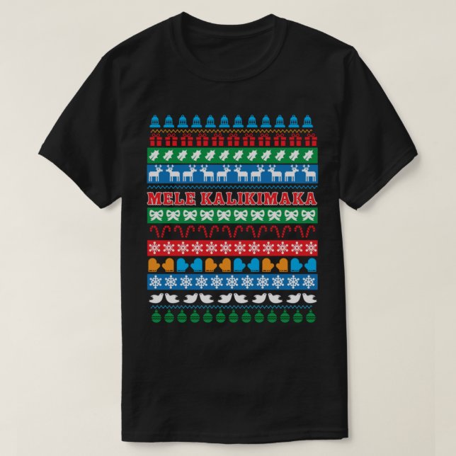 T-SHIRT MELE KALIKIMAKA, MERRY CHRISTMAS HAWAIIAN, HAWAII (Design devant)