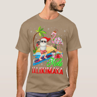 T-shirt Mele Kalikimaka Merry Xmas Flamant rose hawaïen Pè