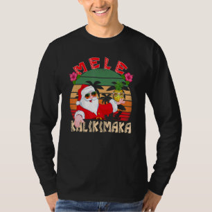 T-shirt Mele Kalikimaka Retro Christmas Santa Shaka Hawaii