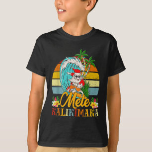 T-shirt Mele kalikimaka Retro Noël Père Noël Shaka Hawaii