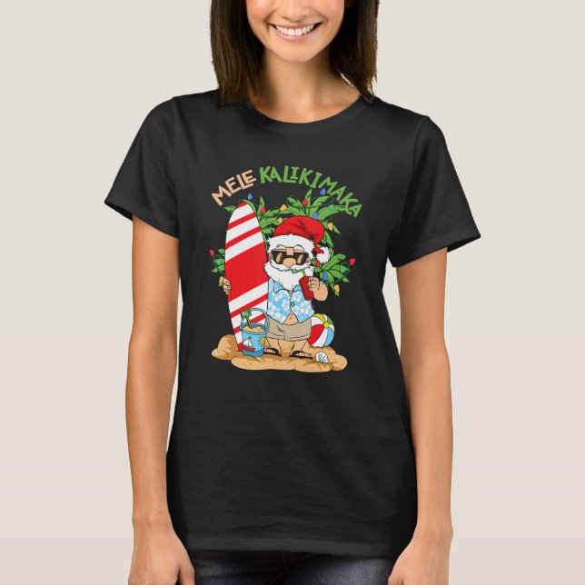 T-shirt Mele Kalikimaka Santa Tropical Christmas In July H (Devant)