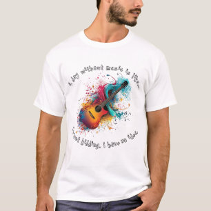 T-shirt Mélodie colorée Guitare acoustique blanc