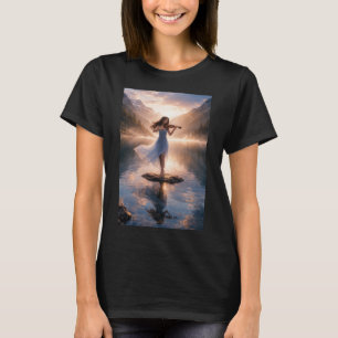 T-shirt Mélodie de violon sereine – Coucher de soleil sur