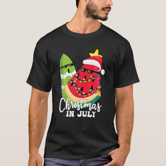 T-shirt Melon Noël Arbre Noël En Juillet Cute Pixel (Devant)