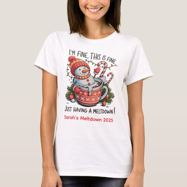 T-shirt Melonalized Snowman Christmas Meltdown (Devant)